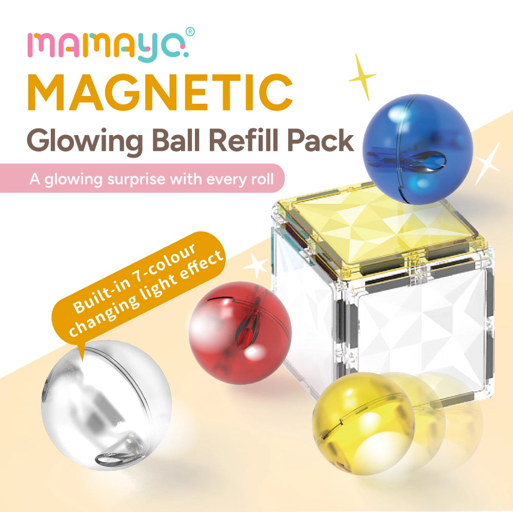 light up magnetic balls|7 color LED ball|magnetic tiles refill|motion activated toy|STEM building accessory