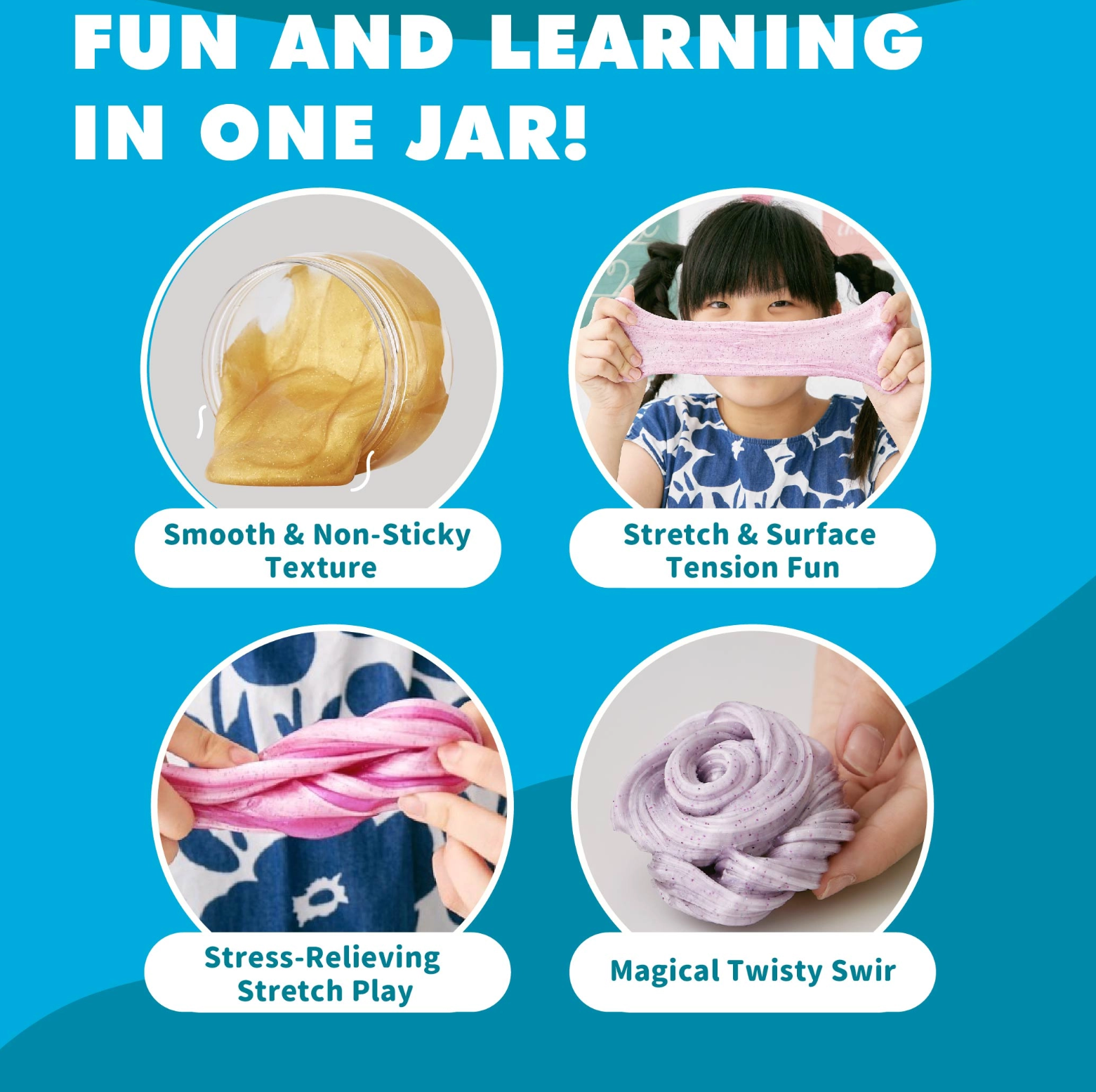 Mamayo liquid clay|sensory play stretchy|non-sticky|fine motor skill development|never dry slime|non-messy