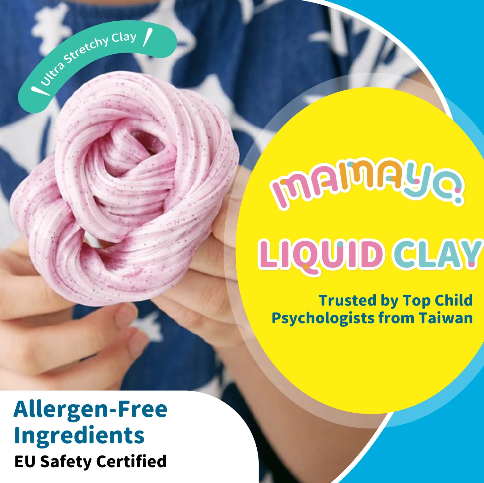 Child stretching Mamayo liquid clay|sensory toy|allergen-free|non-messy|sensory play texture|never dry|fine motor skill