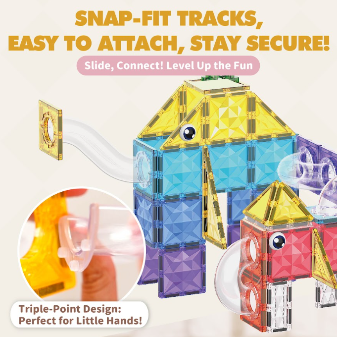magnetic marble run|snap fit tracks|magnetic construction toy|STEM marble track|kids building blocks