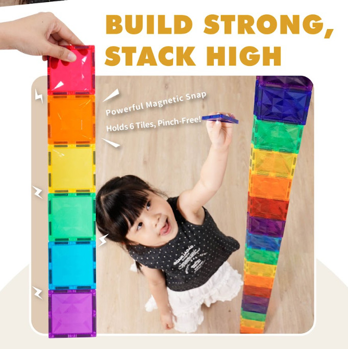 strong magnetic tiles|stacking magnetic blocks|safe STEM toy|magnetic building toy|kids construction set