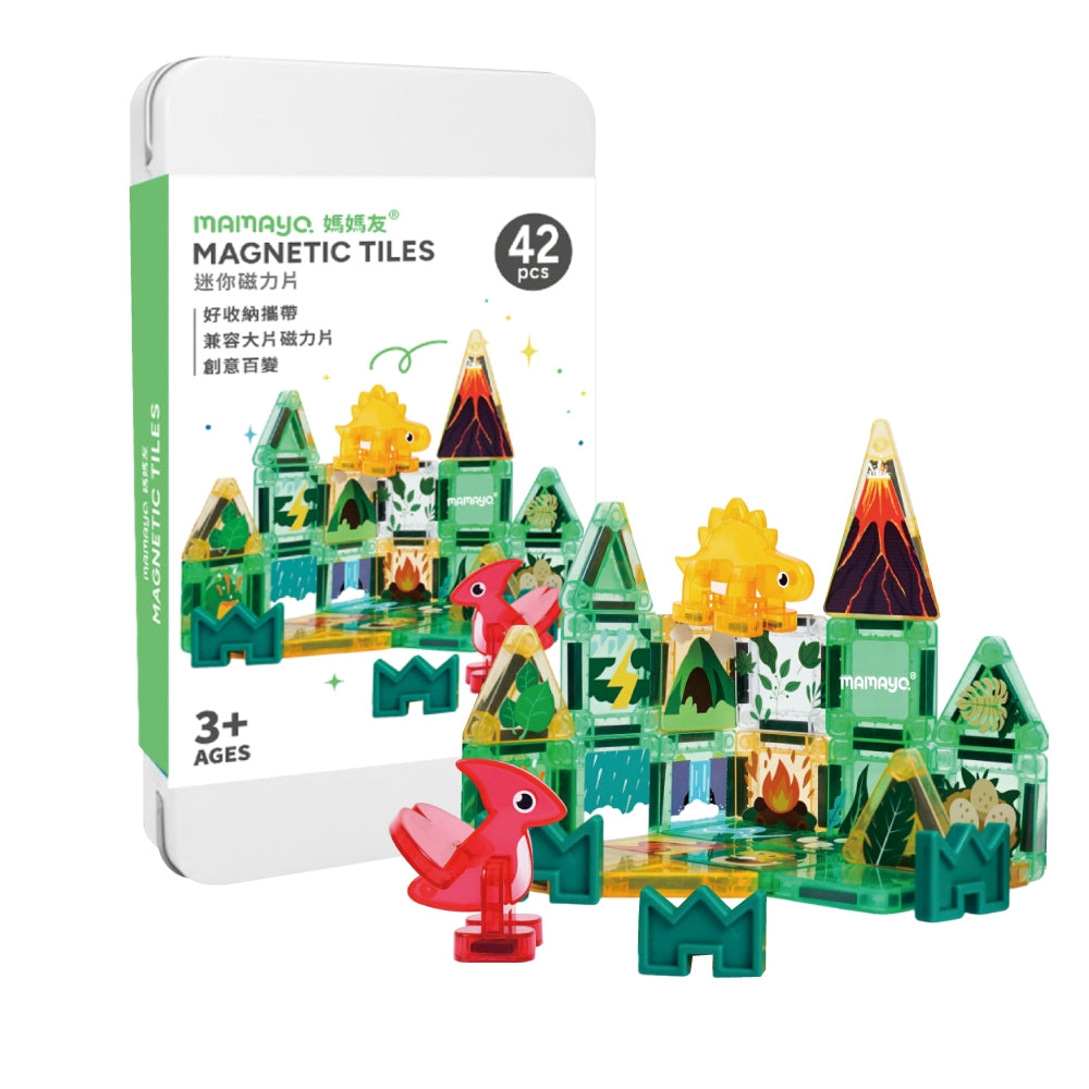 Mamayo 42pcs magnetic tiles|forest dinosaur|    STEM toys for kids|educational toys|open-ended
