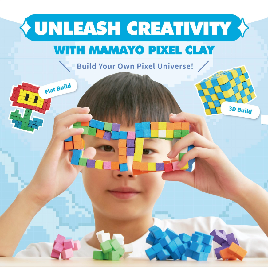 kids pixel clay creativity set|build flat and 3D models|fine motor skills toy|creative learning activity|Mamayo