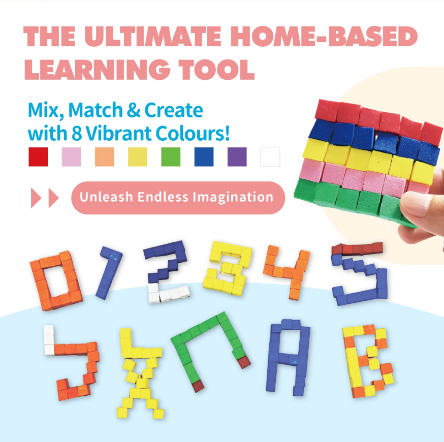 home learning creative toy|pixel clay educational activity|kids number and shape building|STEM play set|Mamayo