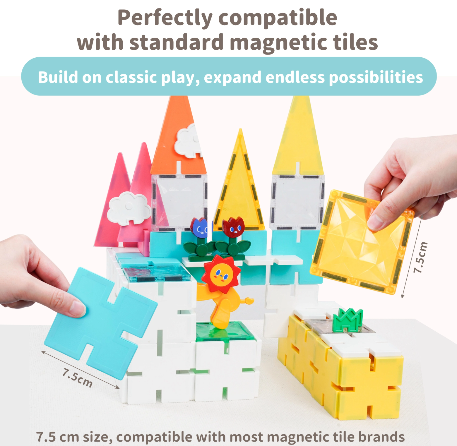 compatible magnetic tiles|snaplock building blocks|7.5cm magnetic tiles|STEM toy set|creative construction