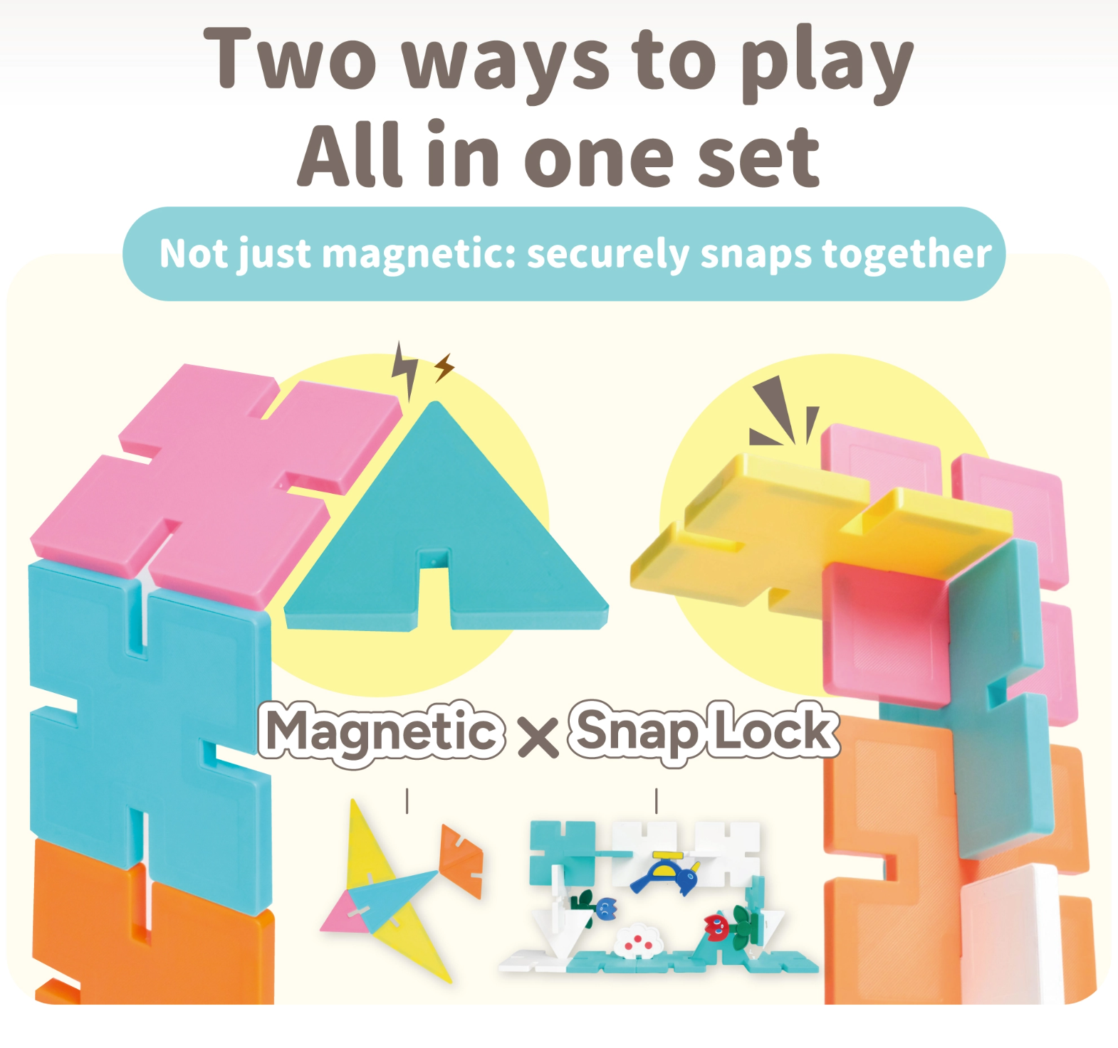 snaplock magnetic toy|magnetic snap blocks|two ways to play|creative building set|STEM learning toy