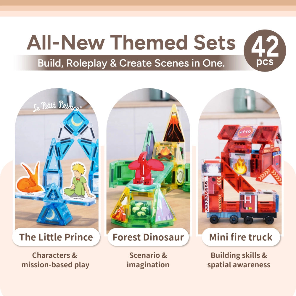 Mamayo magnetic tiles themed sets|STEM learning|imaginative play|spatial skill development|creative learning toys