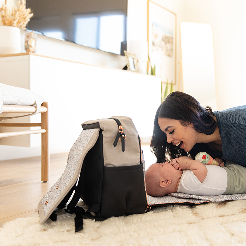 Petunia Pickle Bottom | Boxy Backpack : Sand/Black