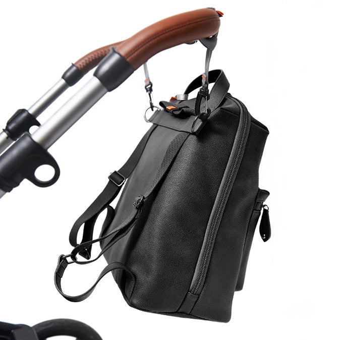Pacapod Hartland Pack | Diaper Backpack | Clipped to Baby Stroller | Black | SavvyMamaSG